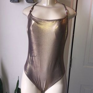 Gold Shimmer Bathing-suit Size: 16